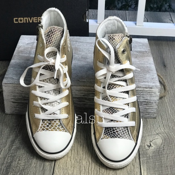 NWT Converse Ctas Side Zip Split HI Light Gold W - Picture 3 of 8